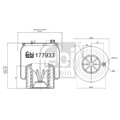 Abbildung von FEBI BILSTEIN 177933 Federbalg, Luftfederung MERCEDES BENZ: ANTOS, ACTROS MP4