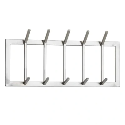 Abbildung von FineBuy Wandgarderobe Metall Silber 65x30x10 cm Design Flurgarderobe Stahl, Hakenleiste Wandpaneel, Garderobe Wand, Garderobenleiste Flur