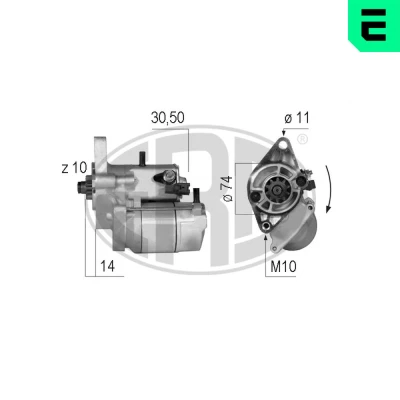Abbildung von ERA 220602A Anlasser 12V 1,4kW 10 30 50 74mm TOYOTA: Yaris I Schrägheck, Verso