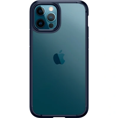Abbildung von Apple iPhone 12 Hülle Kunststoff Spigen Hard Case/Backcover Handyhülle Dunkelblau Shockproof/Stoßfest