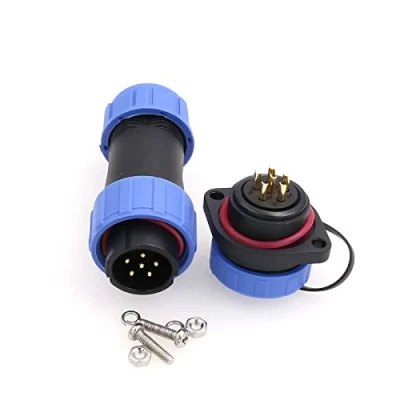 Abbildung von Eonvic HE21 6 poliger wasserdichter Stecker, Luftfahrt Rundstecker, Gewindestecker, 812 mm, Kabel für industrielle Strombeleuchtung, Innen und Außenbereich