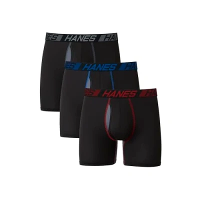 Abbildung von Hanes Herren X Temp Total Support Pouch Boxer Brief, Anti Chafing, Moisture Wicking Underwear, Multi Pack Retroshorts, Normales Bein Schwarz, XXX Large (3er
