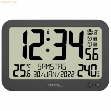 Abbildung von technoline WS8026 Digitale Funkuhr mit Fernbedienung, Bürouhr, Meeting Uhr, Temperaturanzeige, Timer bis 240 min, kleine 22,3 x 14,8 cm