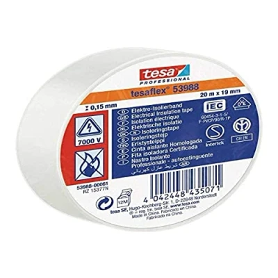 Abbildung von tesa 53988 00061 00 Isoleringsbånd tesa® Professional Hvid (L x B) 20 m 19 mm 1 stk