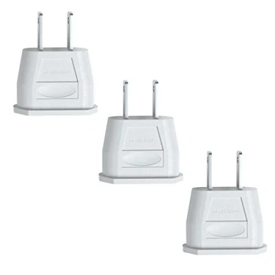 Abbildung von EAZY CASE 3x Travel Adapter USA Reiseadapter Stromstecker Stromadapter Typ A, 3er Set EU auf Strom Amerika 2pin Buchse Netzadapter Weiß
