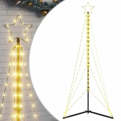 Abbildung von vidaXL LED Weihnachtsbaum, Beleuchtet Tannenbaum 8 Lichteffekte, Christbaum Lichterbaum Innen Außen, Weihnachtsdeko Weihnachtsbeleuchtung, 363 LEDs Warmweiß 182cm