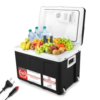 Abbildung von TZS FIRST AUSTRIA Elektrische Kühlbox Mobil Kühlschrank 45L, 12V /230V Anschluss, 12 V Stecker fürs Auto, für Camping, Festivals, Reisen, mit Kühl und Warmhaltefunktion