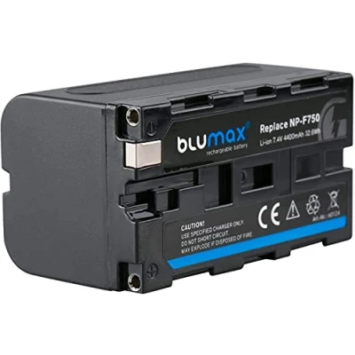 Abbildung von Blumax Akku kompatibel mit Sony NP F750 / F550 4400mAh (Blackmagic F570) Videoleuchten Fieldmonitore Blitzgeräte
