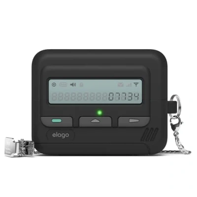Abbildung von elago Pager Hülle Kompatibel mit Samsung Galaxy Buds 3 &amp; Pro Hülle, Stoßfest, Vollständiger Schutz (Schwarz)