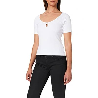 Abbildung von NA KD Damen Keyhole Jersey Top Hemd, weiß, XS