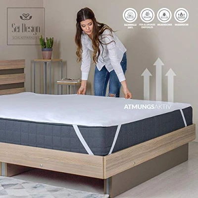 Abbildung von sei Design wasserdichter Molton Matratzen Schoner 90x200 100% Baumwolle wasserundurchlässige Auflage Kochfest und mit einseitiger PU Laminierung ca. 200 g/m²