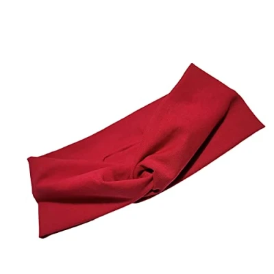 Abbildung von Raffiniertes, breites Haarband aus Baumwolljersey, für Damen Handarbeit meiner Nähwerkstatt (Rot)