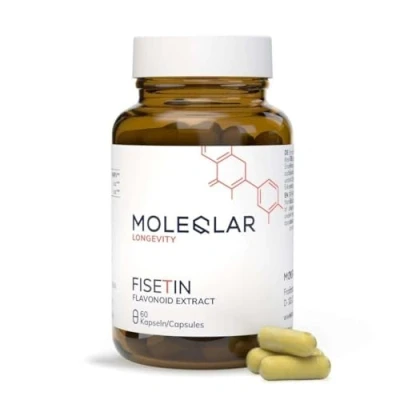 Abbildung von MoleQlar Fisetin 100 mg Kapseln 60 Stück 200 aus Erdbeerextrakt pro Portion Bioflavonoid natürlicher Quelle vegan, GMO frei und zertifiziert in DE