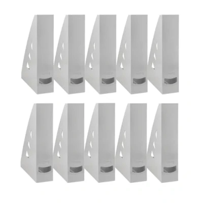 Abbildung von OFFICER PRODUCTS Stehsammler Modernes Design/ 10 Stück / A4 Farbe: Grau/Hart Kunststoff/Durchbrochen/Schreibtisch Organizer für Zeitschriften/Bruchsicher, 21215521