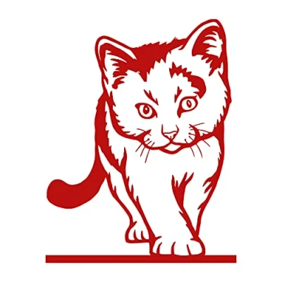 Abbildung von Finest Folia Aufkleber Peeking Animals Tiere Deko Sticker selbstklebend wasserfest für Auto Kühlschrank Laptop Koffer Autoaufkleber K151 (Karminrot, 10 Katze)