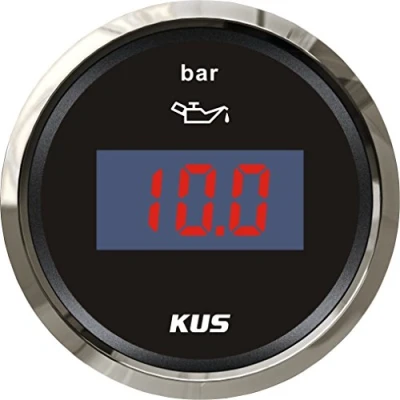 Abbildung von KUS Wasserdicht Digital Öl Kraftstoff Druck Messgerät 0 10bar mit Hintergrundbeleuchtung 12V/24V 52mm