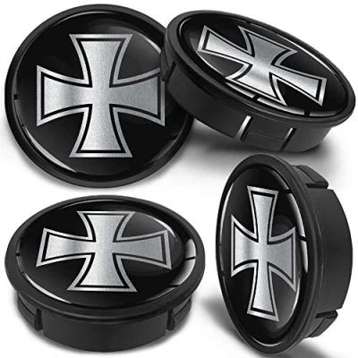 Abbildung von SkinoEu 4 x 60mm Universal Schwarz Silber Alufelgen Nabenkappen Felgen Kappen Felgendeckel Radkappen Radnabendeckel Nabendeckel Felgenkappen CXZ 6