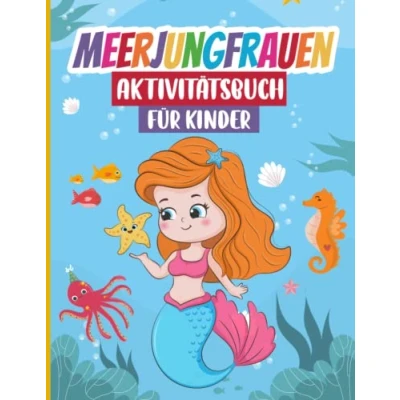 Abbildung von Meerjungfrauen Aktivitätsbuch für Mädchen: Meerjungfrau Ausmalbilder, Labyrinthe, Wie Man Malt, Punkt Zu Punkt, Geburtstagsgeschenk Mädchen