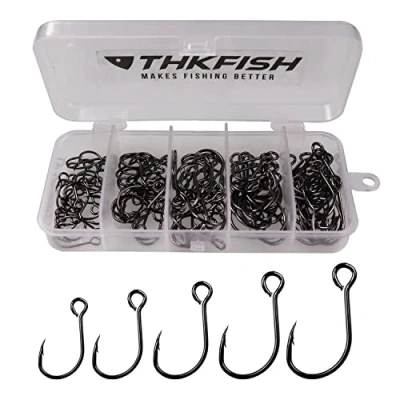 Abbildung von THKFISH 100stk/box Inline Angelhaken Kaufen mit öse Angel Haken Set Ohne Widerhaken Spinner Einzelhaken #2#1 1/0 2/0 3/0 Schwarz