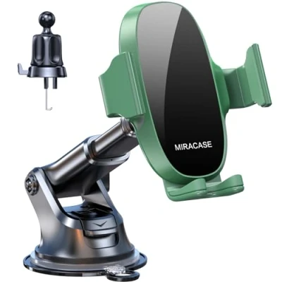 Abbildung von Miracase Handyhalterung Auto Universal [Starker Saugnapf und Metallhaken] kfz Handy Halterung lüftung Armaturenbrett Windschutzscheibe Handyhalter iPhone Samsung Galaxy Alle Smartphones Grüner