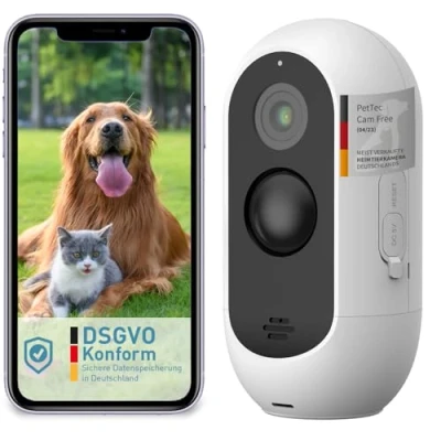 Abbildung von PetTec Cam Free Überwachungskamera (Indoor, Outdoor, digitaler Zoom, Bewegungsmelder, Mikrofon, Lautsprecher, wetterfest)