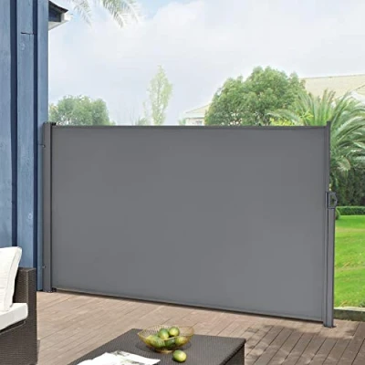 Abbildung von pro.tec Seitenmarkise 180 x 300 cm Mittelgrau Sichtschutz Markise Sonnen &amp; Windschutz