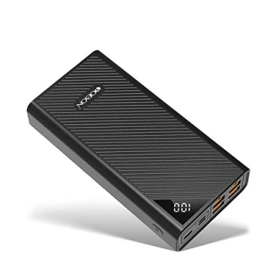 Abbildung von Power Bank Tragbares Telefon Ladegerät 27000mAh Hohe Kapazität Externer Backup Akku 4 USB Anschlüsse Schnellladung LCD Display 3 Eingänge Powerpack für iPhone Samsung iPads Huawei Nintendo (Schwarz)