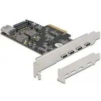 Abbildung von PCI Express x4 Karte zu 4 x USB Type C + 1 Typ A SuperSpeed 10 Gbps Low Profile Formfaktor, Controller