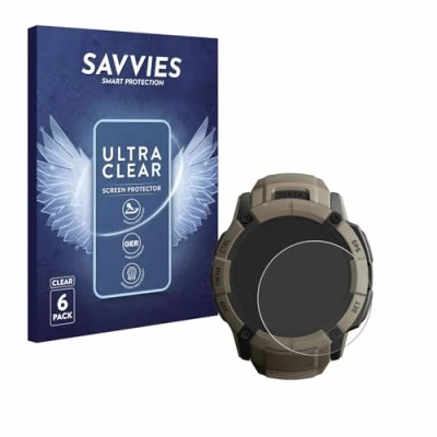 Abbildung von Savvies 6 Stück Schutzfolie für Garmin Instinct 2X Solar Tactical Edition Displayschutz Folie Ultra Transparent