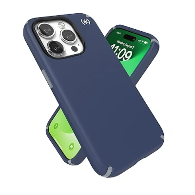 Abbildung von Speck Presidio2 Pro Schutzhülle für iPhone 15 gebaut MagSafe, Fallschutz, kratzfest, weiche Haptik, 6,1 Zoll Handyhülle Coastal Blue/Dust Grey/White