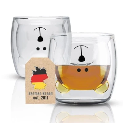 Abbildung von Intirilife Thermoglas, Glas, 2x Borosilikatglas Thermoglas Bär Design Tee Kaffeeglas