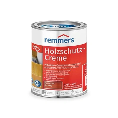 Abbildung von Remmers Holzschutz Creme 3in1 mahagoni, 0,75 Liter, tropffreie Holzlasur für aussen, 3in1: Imprägnierung, Grundierung &amp; Lasur in EINEM Arbeitsgang