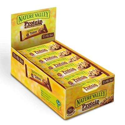 Abbildung von Nature Valley Protein Riegel Erdnuss &amp; Schokolade 12 x 40g, Proteinriegel reich an Proteinen Ballaststoffen, Eiweißriegel, Snack für Zwischendurch, High Bar Eiweissriegel