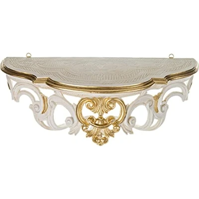 Abbildung von artissimo Barock, Konsole, Wandkonsole, Weiß Gold, BAROCK Spiegelkonsole, Antik Ornament Cp72, 50x20x24