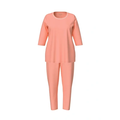 Abbildung von Ulla Popken COL ROND Nachtwäsche Set, Damen, Größe: 42/44, Coral