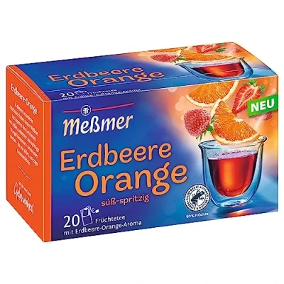 Abbildung von Meßmer Erdbeere Orange 20 Teebeutel Glutenfrei Laktosefrei Vegan
