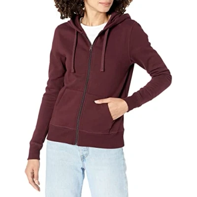 Abbildung von Amazon Essentials Damen Hoodie mit Langem Reißverschluss aus French Terry Fleece (Erhältlich in Übergröße), Burgunderrot, XL
