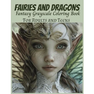 Abbildung von Fairies and Dragons Fantasy Grayscale Coloring Book For Adults Teens: Adult Relaxation Stress Relief, Stimulate Mindfulness, Boost ... Dragons, Other Imaginary Beasts)