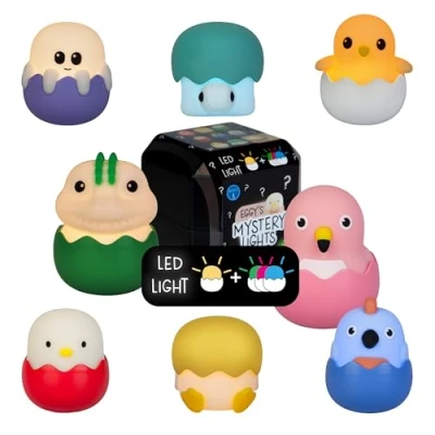 Abbildung von MegaLight Blind Box Mini Nachtlichter für Kinder Mystery zufällige Figurenauswahl 1 aus 9 zum Sammeln l 4 Verschiedene Lichtfarben stufenlos dimmbar mit Anhänger EGGY&#039;S Lights