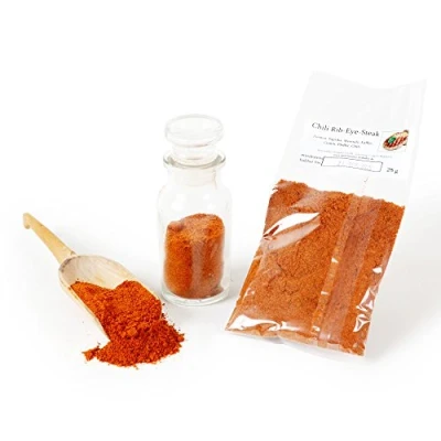 Abbildung von Chili Rib Eye Steak Gewürzmischung, Steakgewürz, BBQ Gewürz mit Kaffee, Barbecue Sauce &amp; Dip zum Anrühren, Grillgewürz, Fleischgewürz, glutenfrei, 25g
