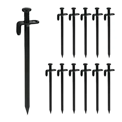 Abbildung von Relaxdays Felsbodenheringe 12er Set, Bodenanker für harten Boden, Zelt, Camping, Edelstahl, HBT: 20x4x1,5 cm, schwarz, 100, 20 x 4 1.5 cm