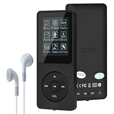 Abbildung von MP3 Player, MP3/MP4 digitaler Musik Lychee Upgrade, 8 GB, tragbarer HiFi Sound, Player mit Musik/Video/Sprachaufnahme/FM Radio/E Book Reader, unterstützt bis zu 64 GB (schwarz)