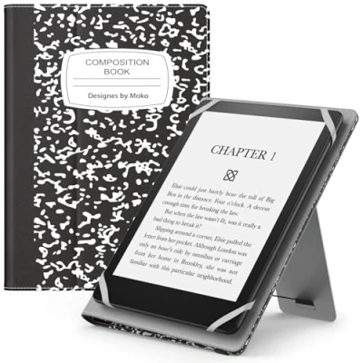 Abbildung von MoKo Hülle Kompatibel mit 6 7“ Tablet, Slim PU Tablet Schutzhülle Auto Schlaf/Aufwach Handschlaufe für Schwarzes Notizbuch