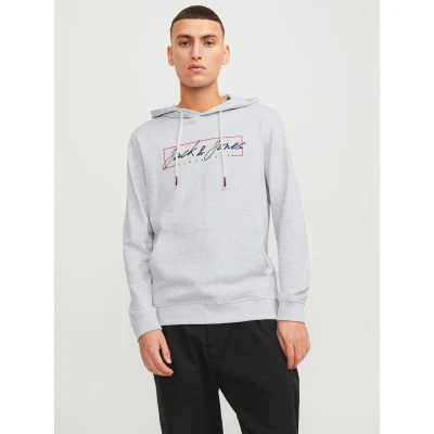 Abbildung von Jack &amp; Jones Jjzuri Kapuzenpullover, Herren, Größe: Large, White melange