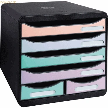 Abbildung von Exacompta 3127296D Ablagebox Aquarel aus Recycling Kunststoff mit 4 Schubladen für DIN A+ und 2 Utensilien. Belastbare Schubladenbox mehr Platz. Blauer Engel Big Box Maxi