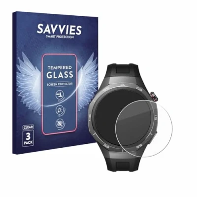 Abbildung von Savvies Panzer Schutz Glas für Huawei Watch GT 5 Pro (46 mm) (3 Stück) 9H Hartglas, Anti Fingerprint, Displayschutz