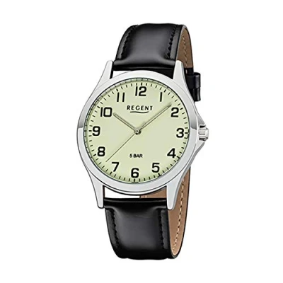Abbildung von Regent Quarzuhr 11110757, Armbanduhr, Herrenuhr, mit Leuchtblatt/ zeiger