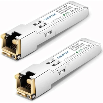 Abbildung von QSFPTEK (2Pack) 10GBASE T SFP+ RJ45 Modul, up to 30m, 1.25/2.5/5/10G Kupfer Transceiver GBIC für Cisco SFP 10G S, Ubiquiti UF 10G, Mikrotik, D Link (Unterstützt Mehrere Rate)