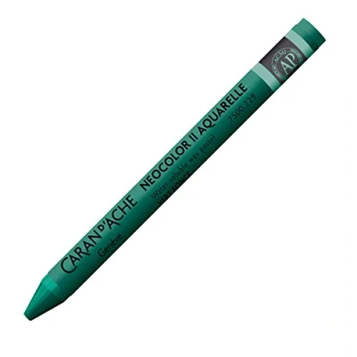 Abbildung von Caran d&#039;Ache NEOCOLOR II 229 DUNKELGRÜN/DARK GREEN (7500.229) / Pastelle 10 Stück (1er Pack)/ aus Wasservermalbarem Wachs/Für Papier Karton Glas Holz Leder Stoff Stein