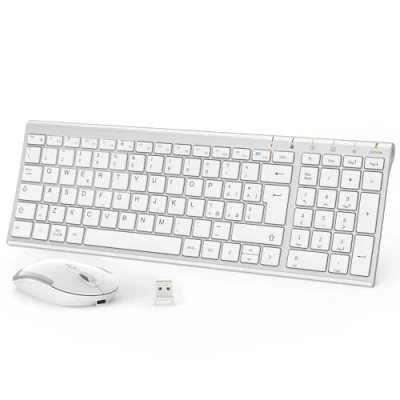 Abbildung von iClever Tastatur Maus Set Kabellos (Argento e Bianco)